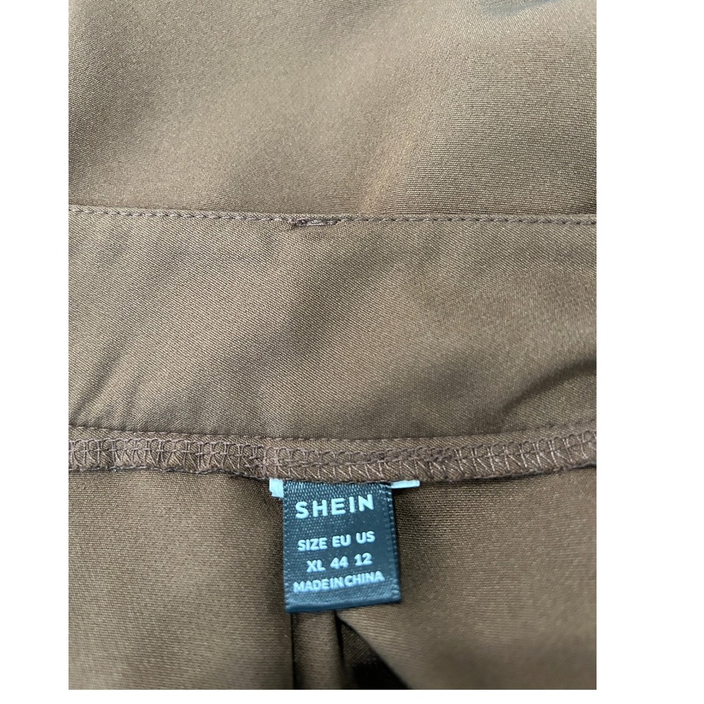 SHEIN Women Brown High Waisted Wide Leg Trousers Dress Pants Size XL 12 - Picture 3 of 4